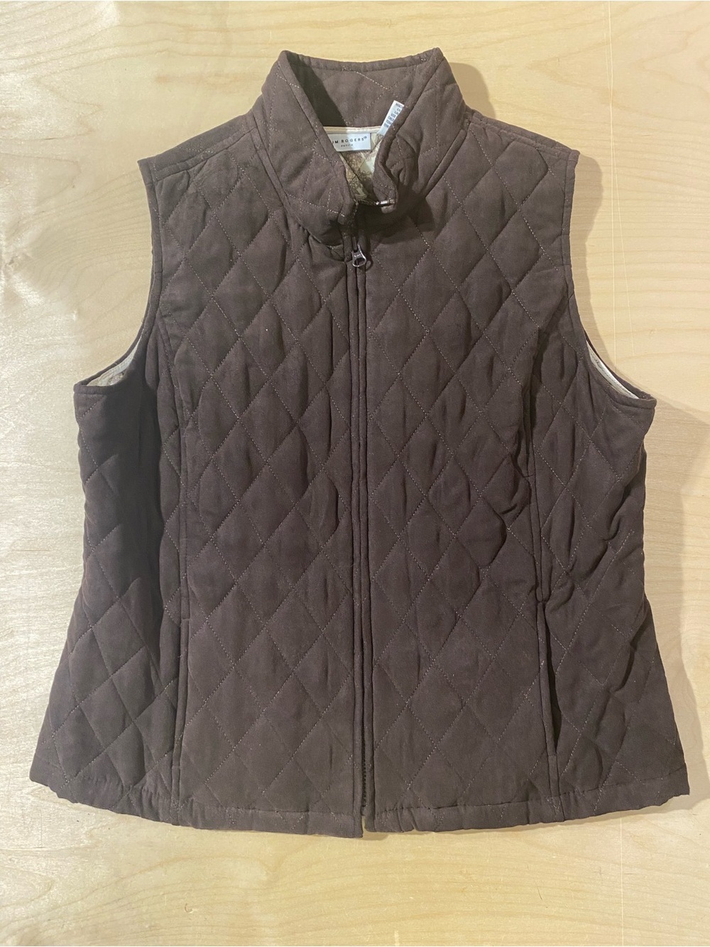 Kim Rogers Quilted Brown Sleeveless Vest PXL (SH)